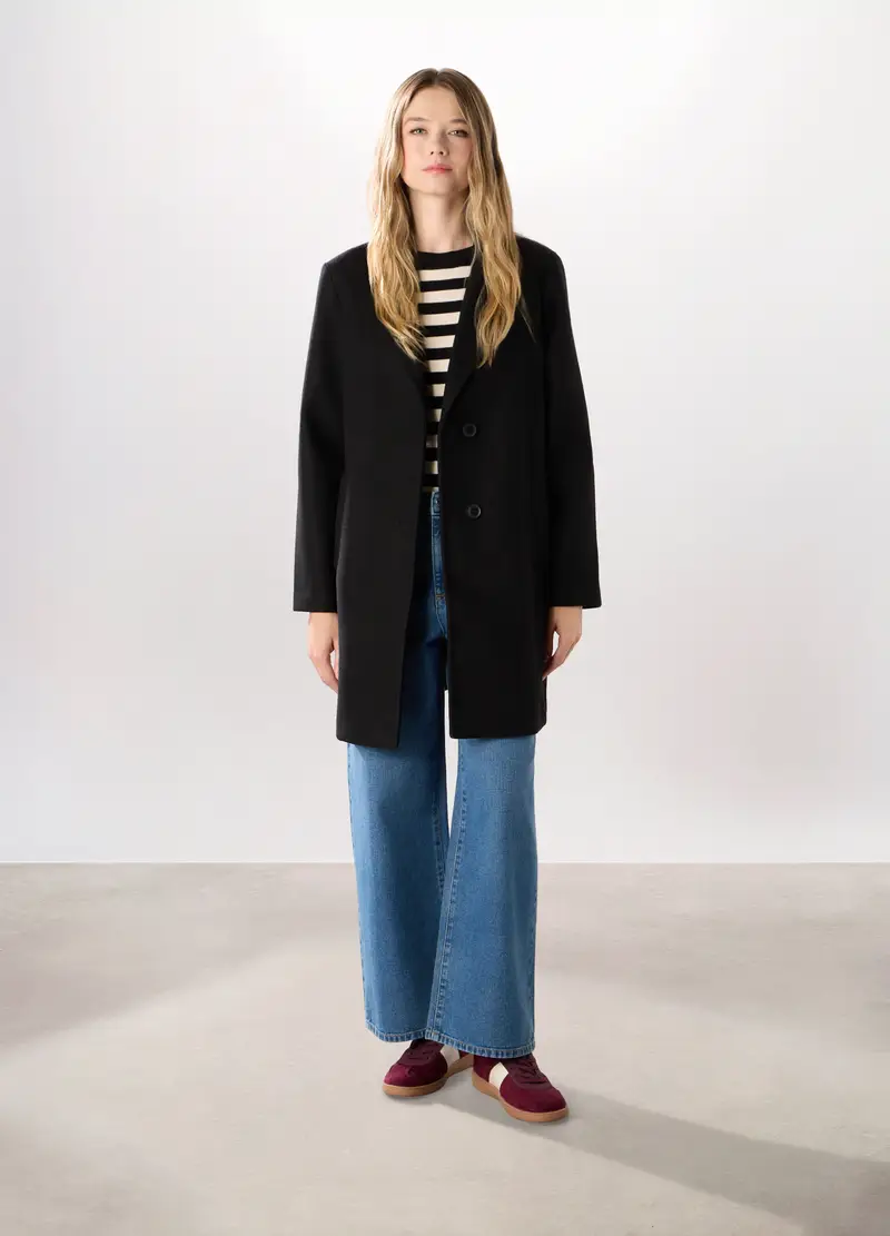 Cappotto Con Colletto Reverse Donna, Nero/Giallo