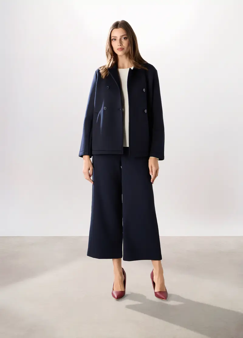Cappotto Corto In Doppiopetto Donna, Blu navy