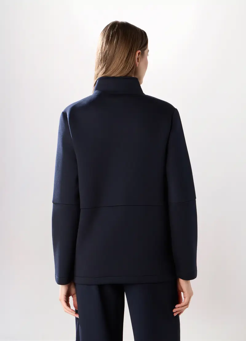 Cappotto Corto In Scuba A Collo Alto Donna, Blu navy miniatura 2