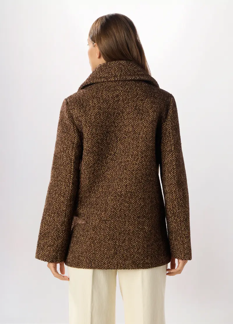 Cappotto Doppiopetto Donna, Marrone cioccolato miniatura 2