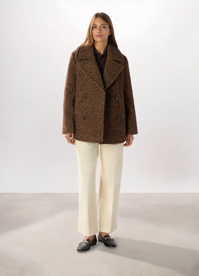 Cappotto Doppiopetto Donna, Marrone cioccolato