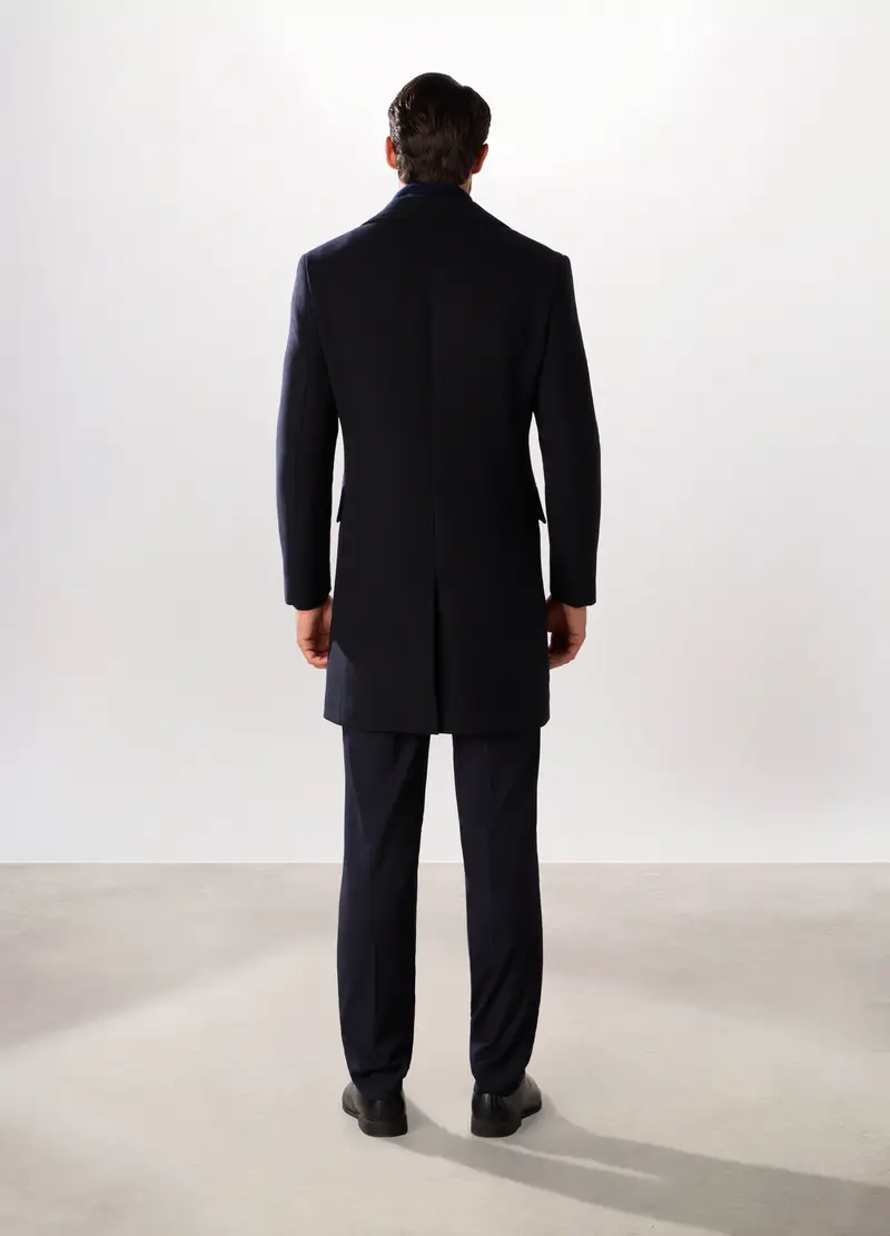 Cappotto Doppiopetto In Misto Lana Uomo, Blu scuro miniatura 2