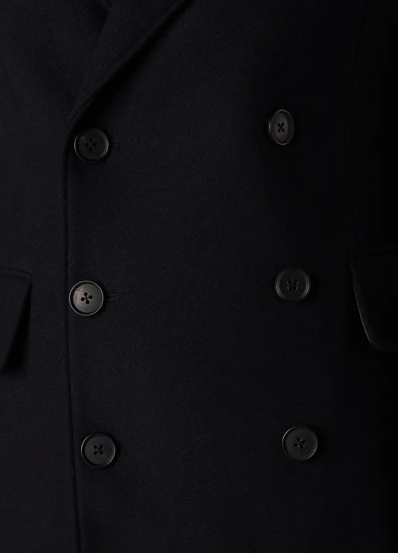 Cappotto Doppiopetto In Misto Lana Uomo, Blu scuro miniatura 3