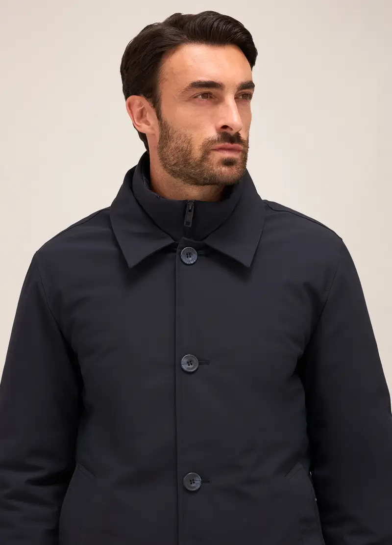 Cappotto Imbottito In Tessuto Stretch Uomo, Nero miniatura 3