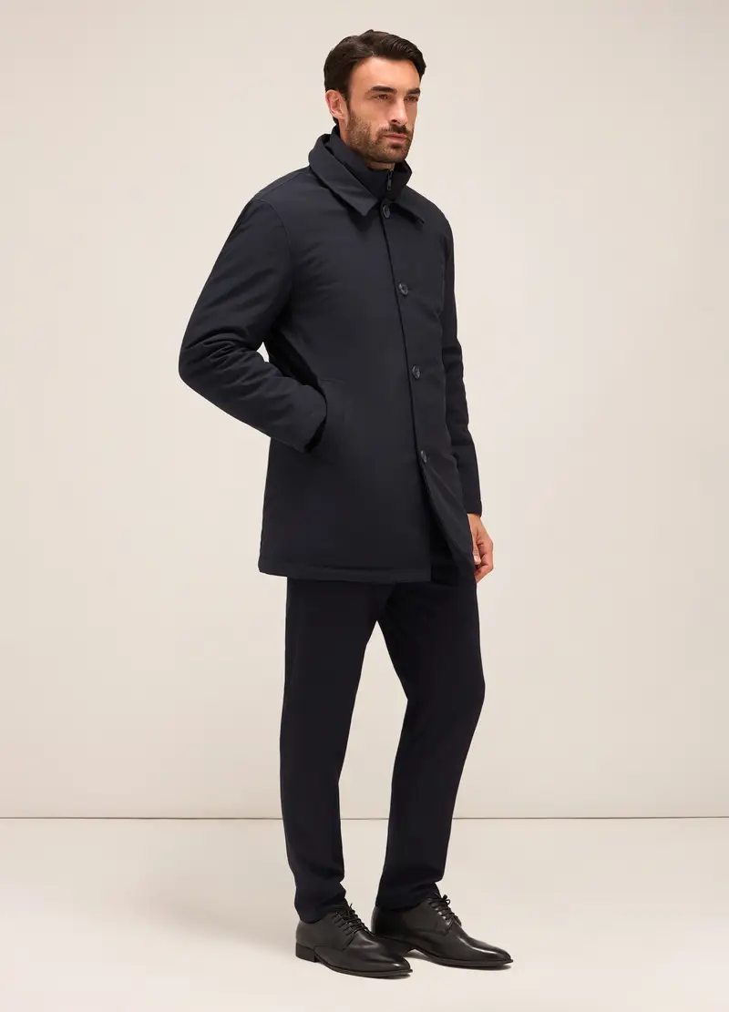 Cappotto Imbottito In Tessuto Stretch Uomo, Nero