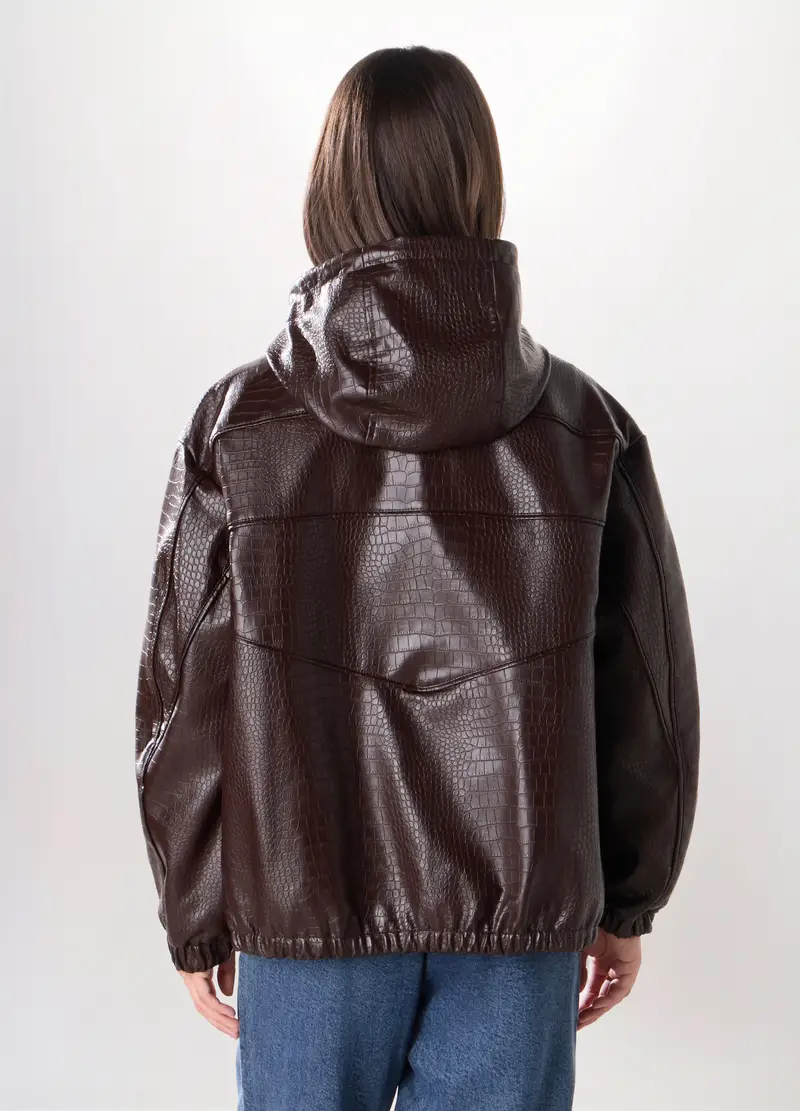 Cappotto In Eco Pelle Donna, Marrone scuro miniatura 2