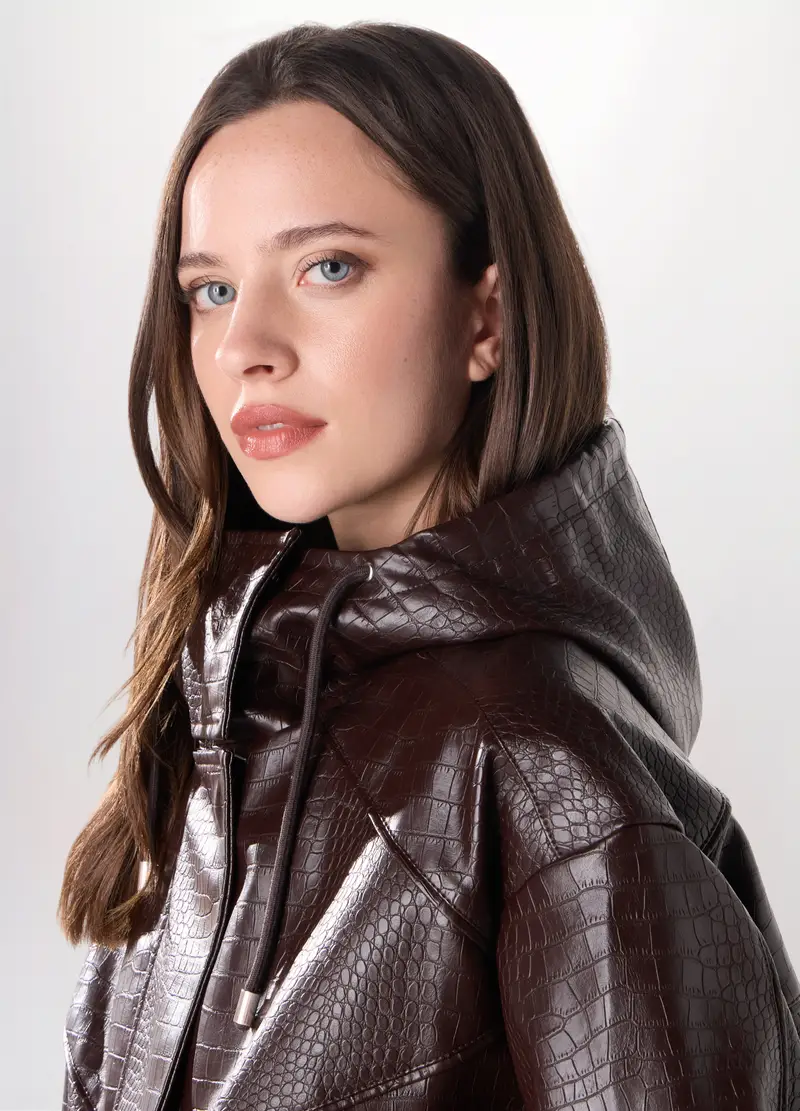 Upim, Cappotto In Eco Pelle Donna, Marrone scuro, Taglia: XS miniatura 2