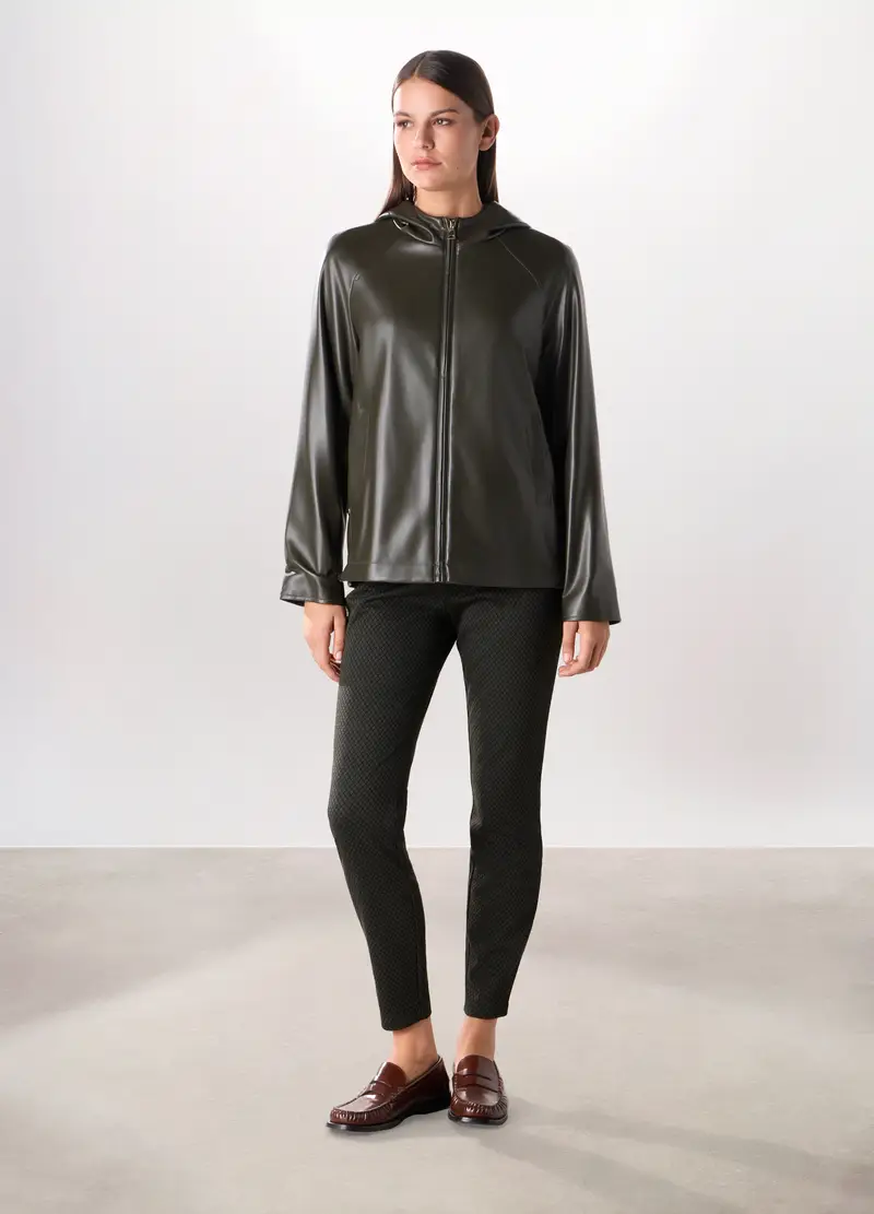 Cappotto In Eco Pelle Donna, Verde scuro