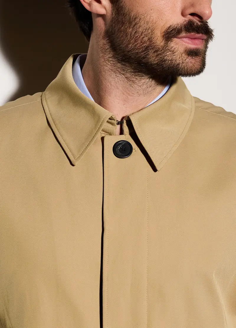 Cappotto In Misto Cotone Uomo, Beige miniatura 3