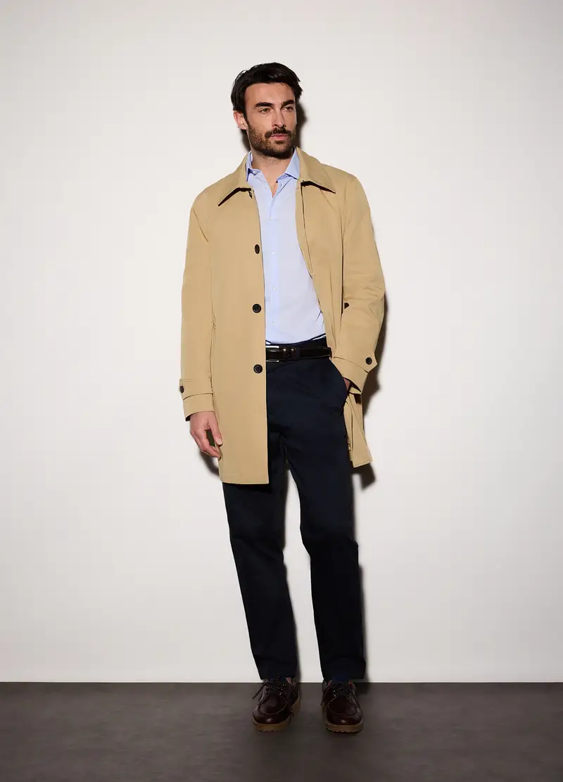 Cappotto In Misto Cotone Uomo, Beige