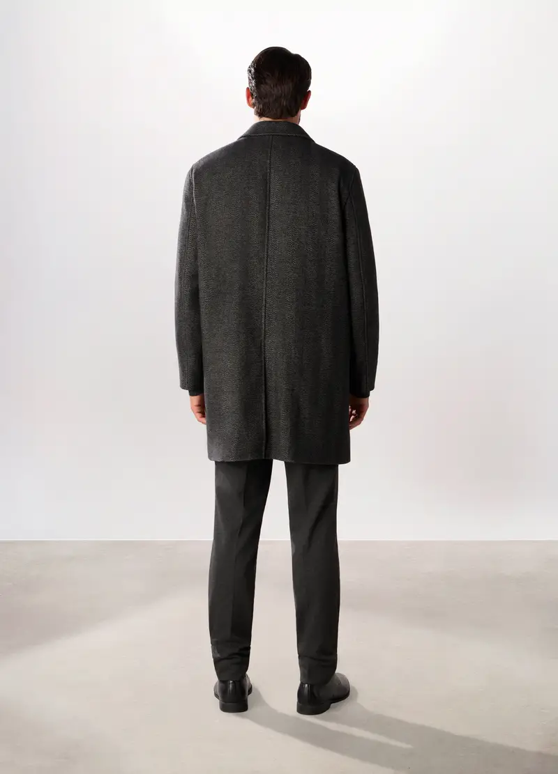 Cappotto In Misto Lana A Lisca Di Pesce Uomo, Grigio scuro miniatura 2