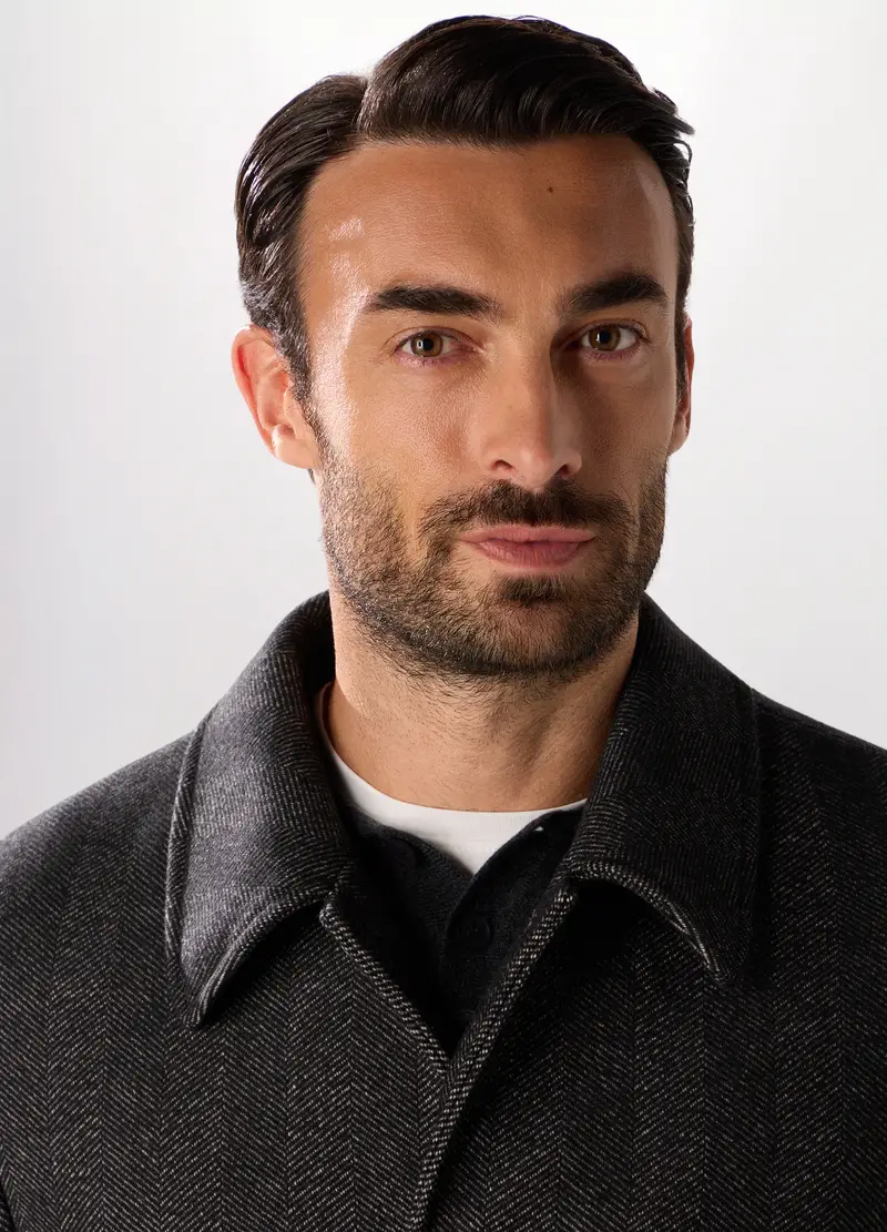 Cappotto In Misto Lana A Lisca Di Pesce Uomo, Grigio scuro miniatura 3