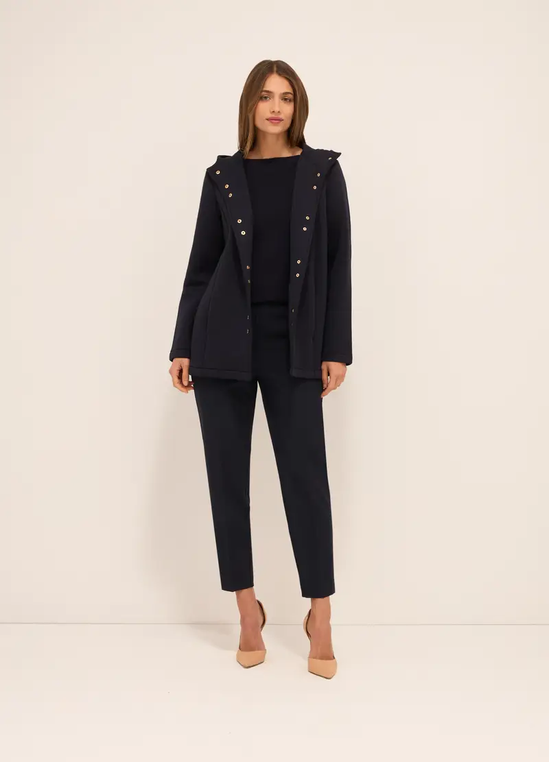 Cappotto In Neoprene Donna, Blu navy