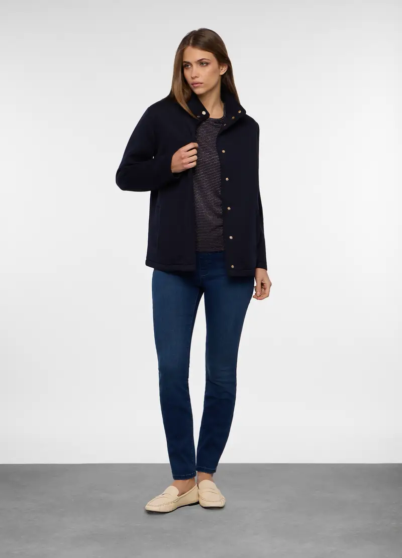 Cappotto In Neoprene Donna, Blu navy