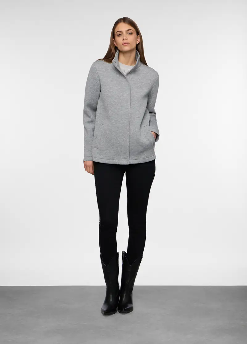 Cappotto In Neoprene Donna, Grigio chiaro melange