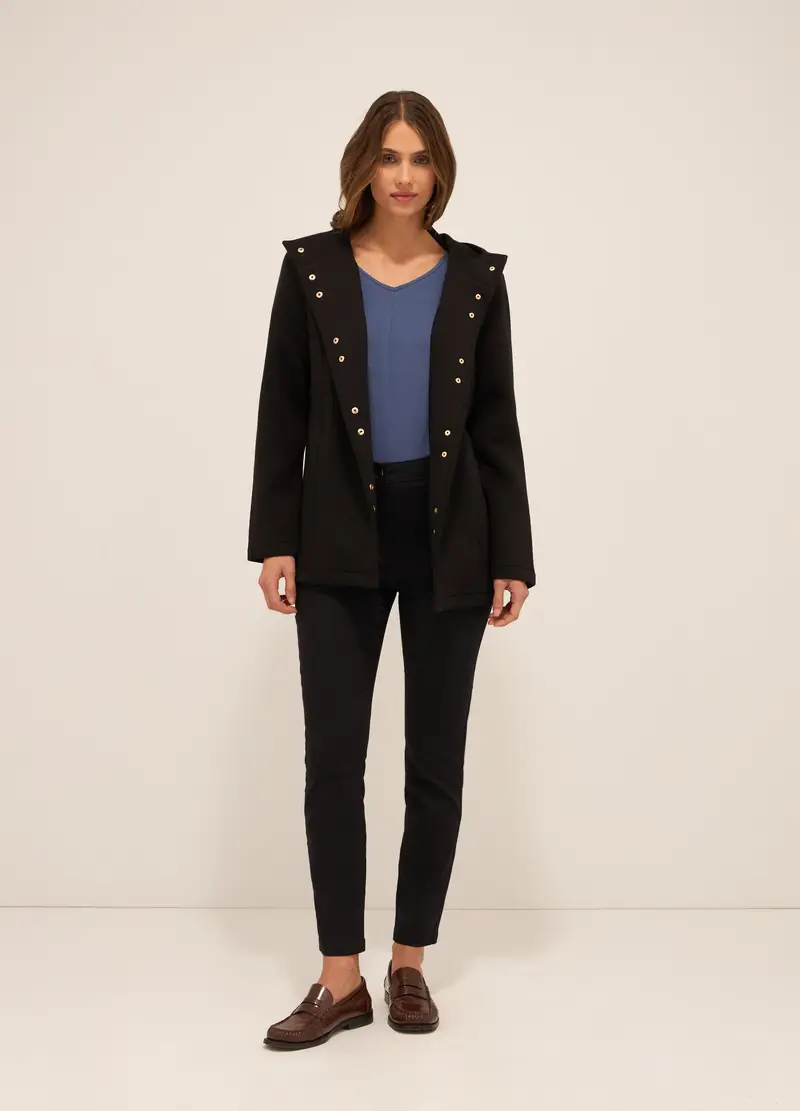 Cappotto In Neoprene Donna, Nero