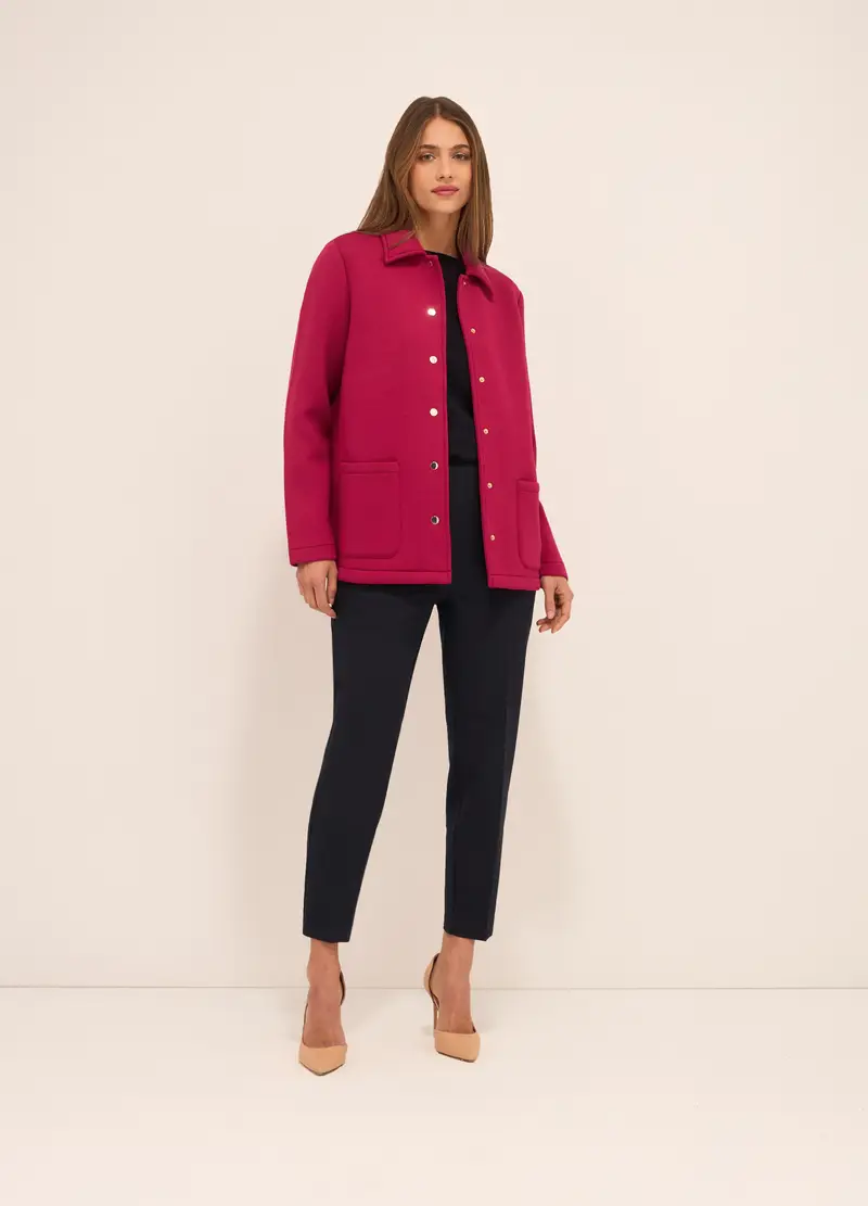 Cappotto In Neoprene Donna, Rosa lampone