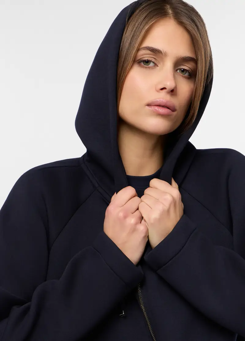 Cappotto In Neoprene Misto Viscosa Donna, Blu navy miniatura 3