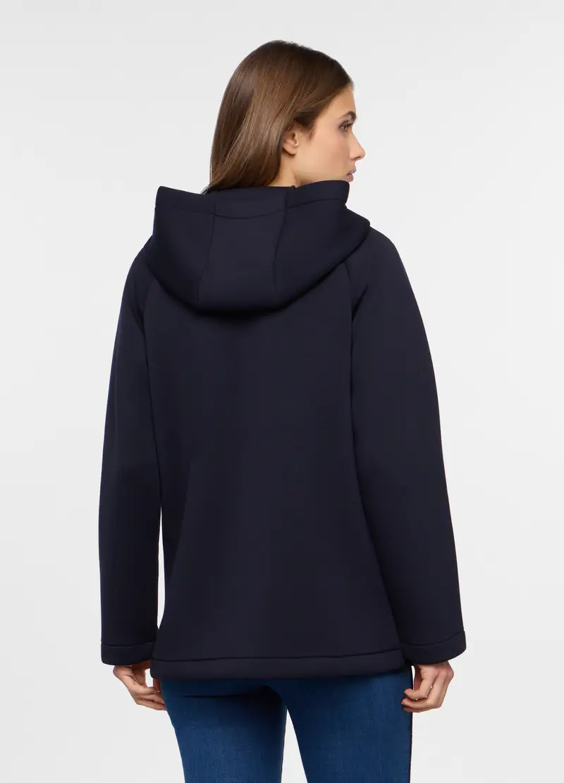 Cappotto In Neoprene Misto Viscosa Donna, Blu navy miniatura 2