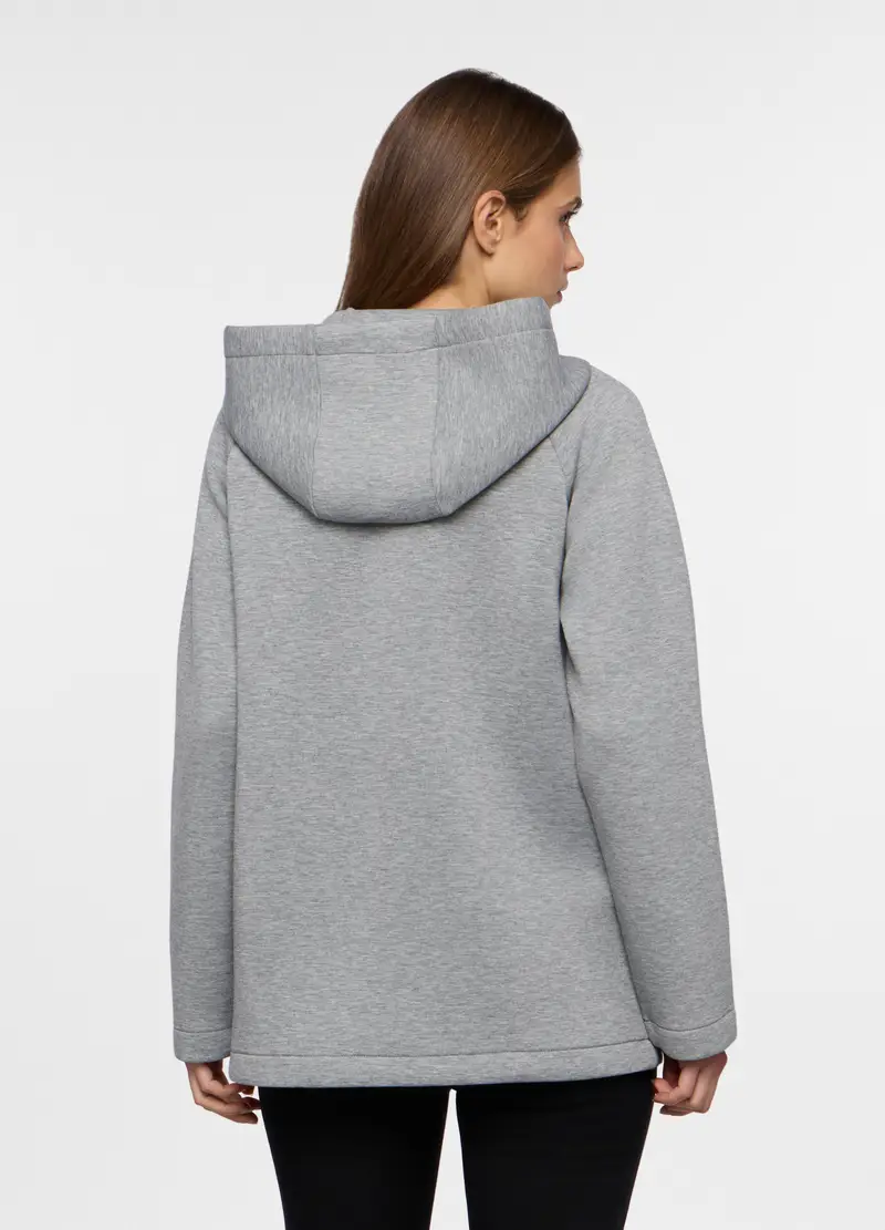 Cappotto In Neoprene Misto Viscosa Donna, Grigio chiaro miniatura 2