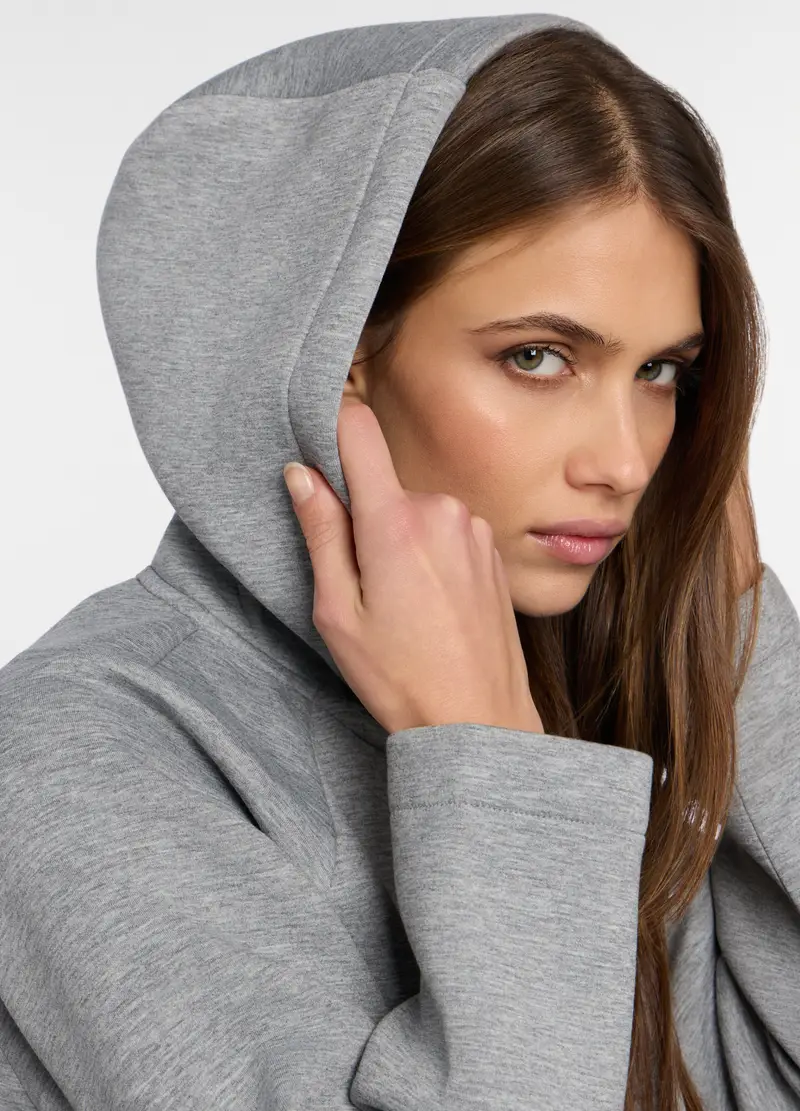 Cappotto In Neoprene Misto Viscosa Donna, Grigio chiaro miniatura 3