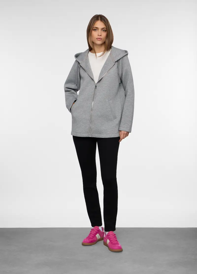 Cappotto In Neoprene Misto Viscosa Donna, Grigio chiaro