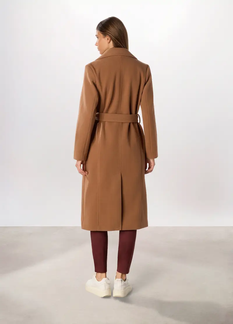 Cappotto Lungo Con Collo Revers Donna, Marrone chiaro miniatura 2