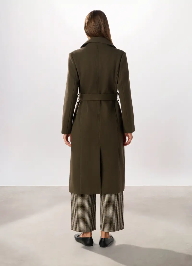 Cappotto Lungo Con Collo Revers Donna, Verde oliva miniatura 2