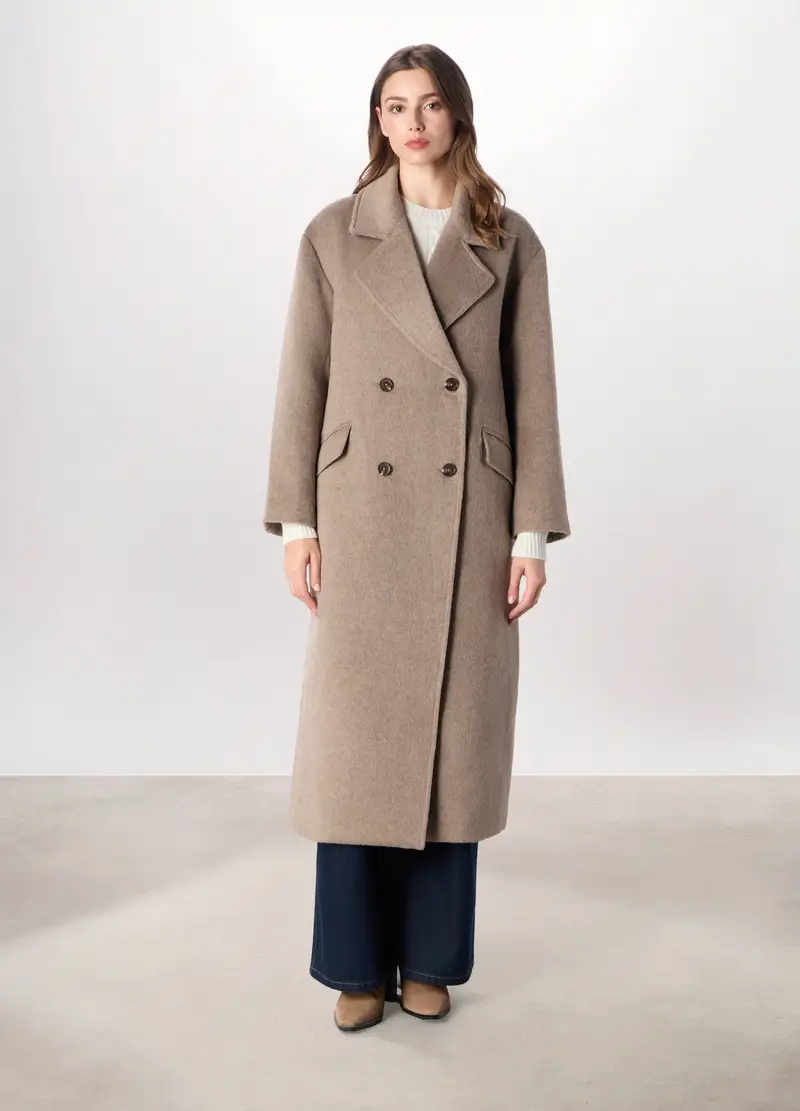 Cappotto Lungo Doppiopetto Donna, Grigio chiaro
