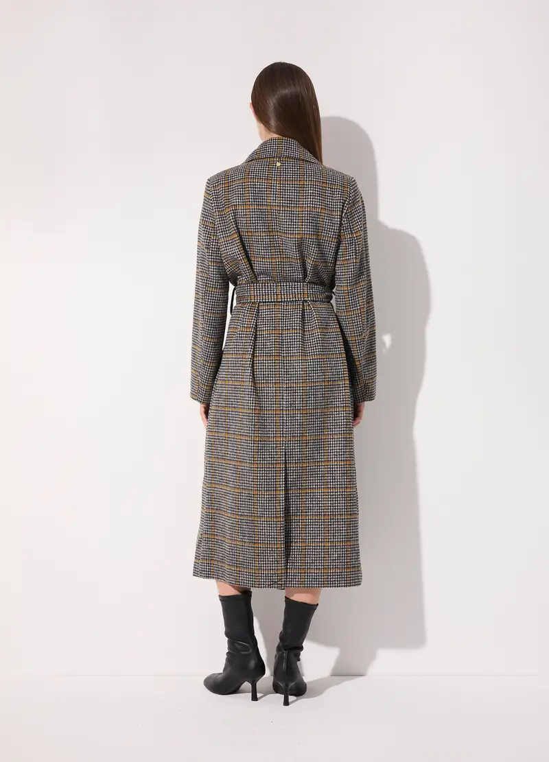 Cappotto Lungo Doppiopetto In Misto Lana Donna, Unisex, Marrone miniatura 3