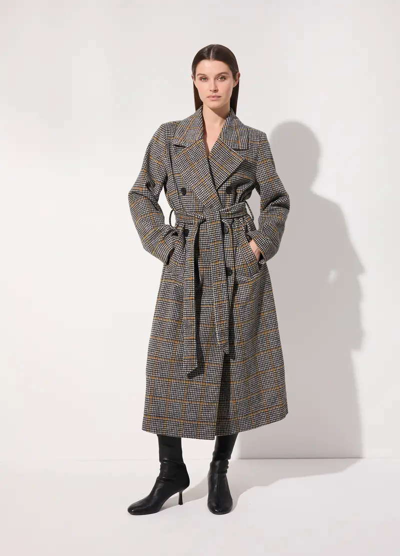 Cappotto Lungo Doppiopetto In Misto Lana Donna, Unisex, Marrone