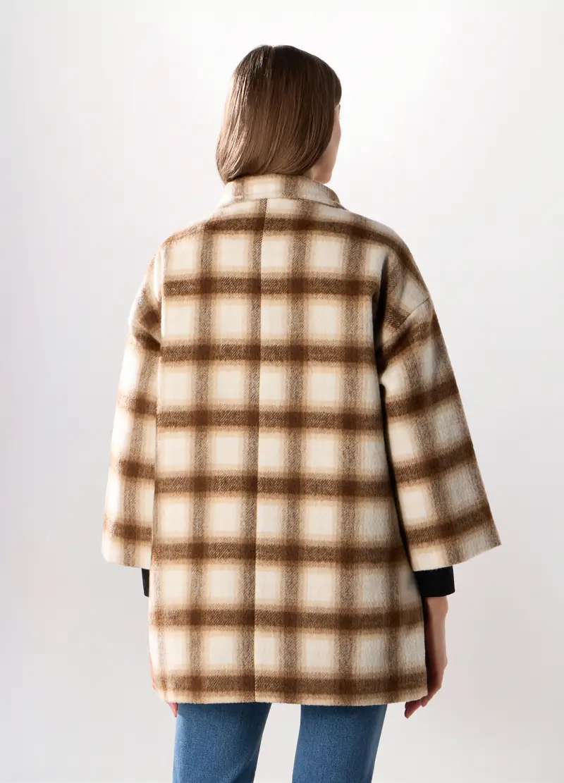 Cappotto Misto Lana Donna, Bianco avorio miniatura 2