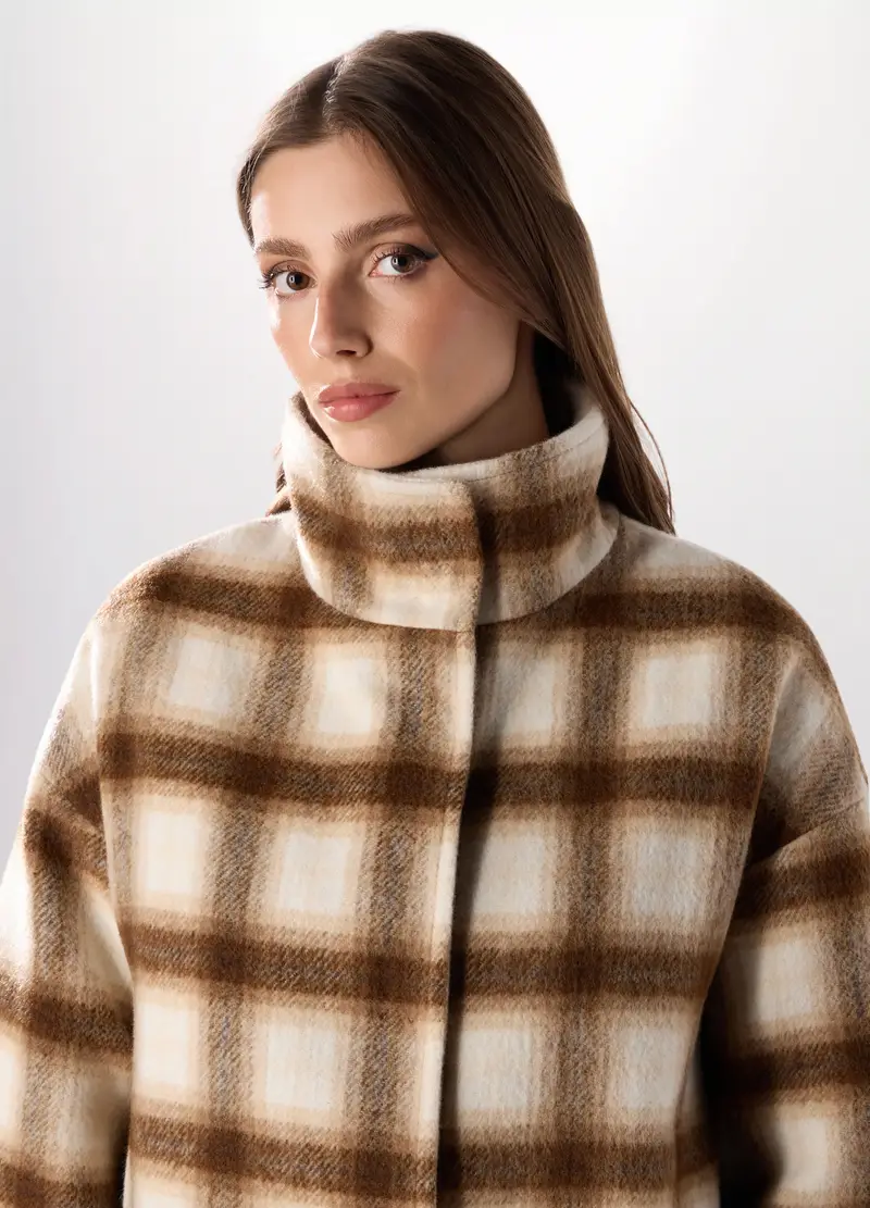 Cappotto Misto Lana Donna, Bianco avorio miniatura 3