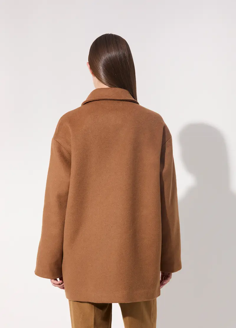 Cappotto Montgomery Corto In Misto Lana Donna, Unisex, Marrone chiaro miniatura 3