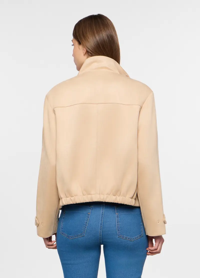 Cappotto Scamosciato Donna, Beige chiaro miniatura 2