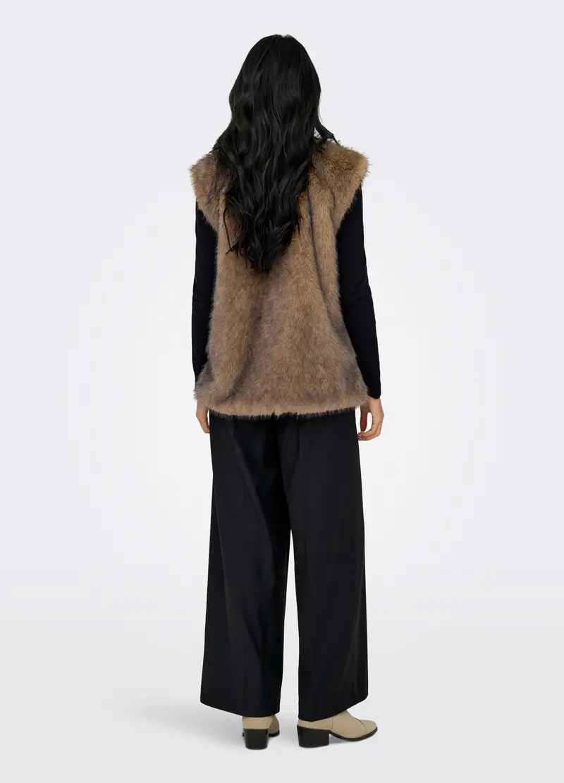 Cappotto Smanicato In Eco Fur Donna, Unisex, Marrone miniatura 2