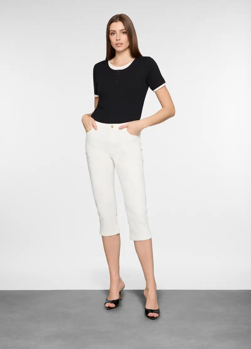 Capri Fit Slim In Cotone Stretch Donna, Bianco gesso