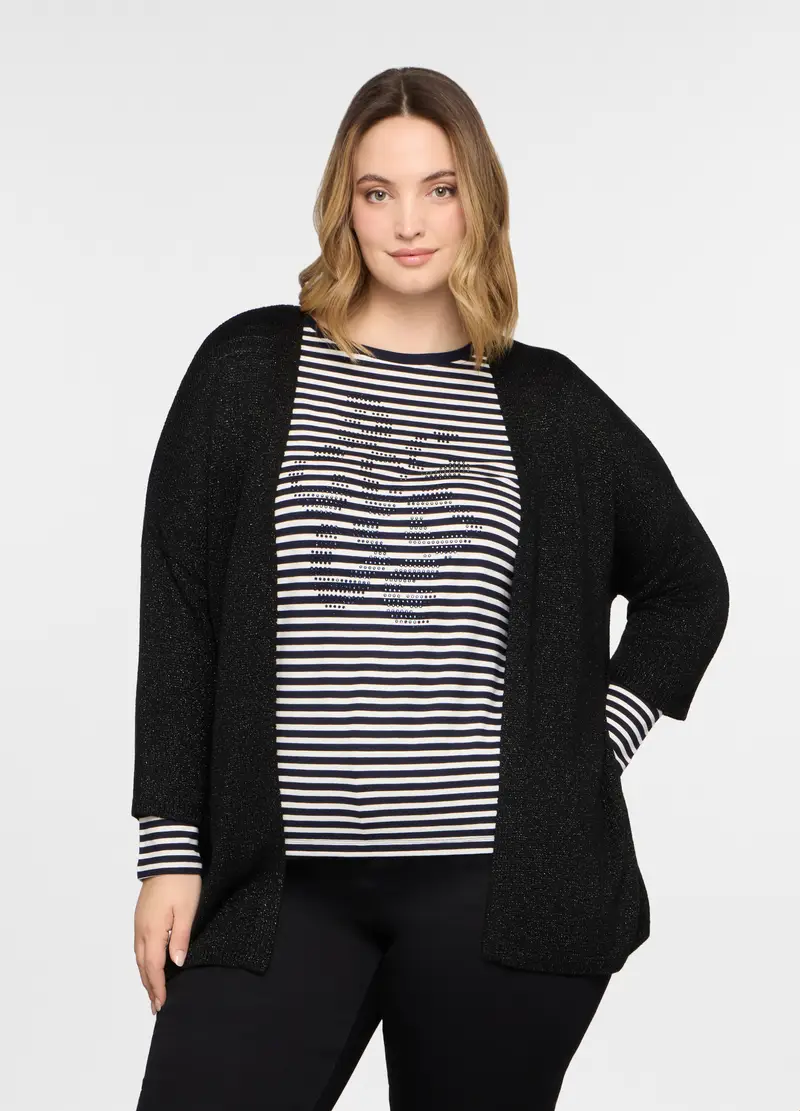 Cardigan Aperto In Maglia Rasata Donna, Nero