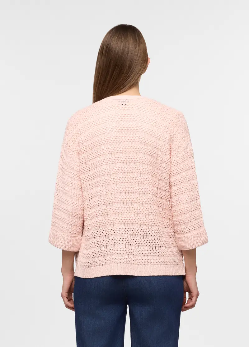 Cardigan Aperto Jaquard Donna, Rosa chiaro miniatura 2