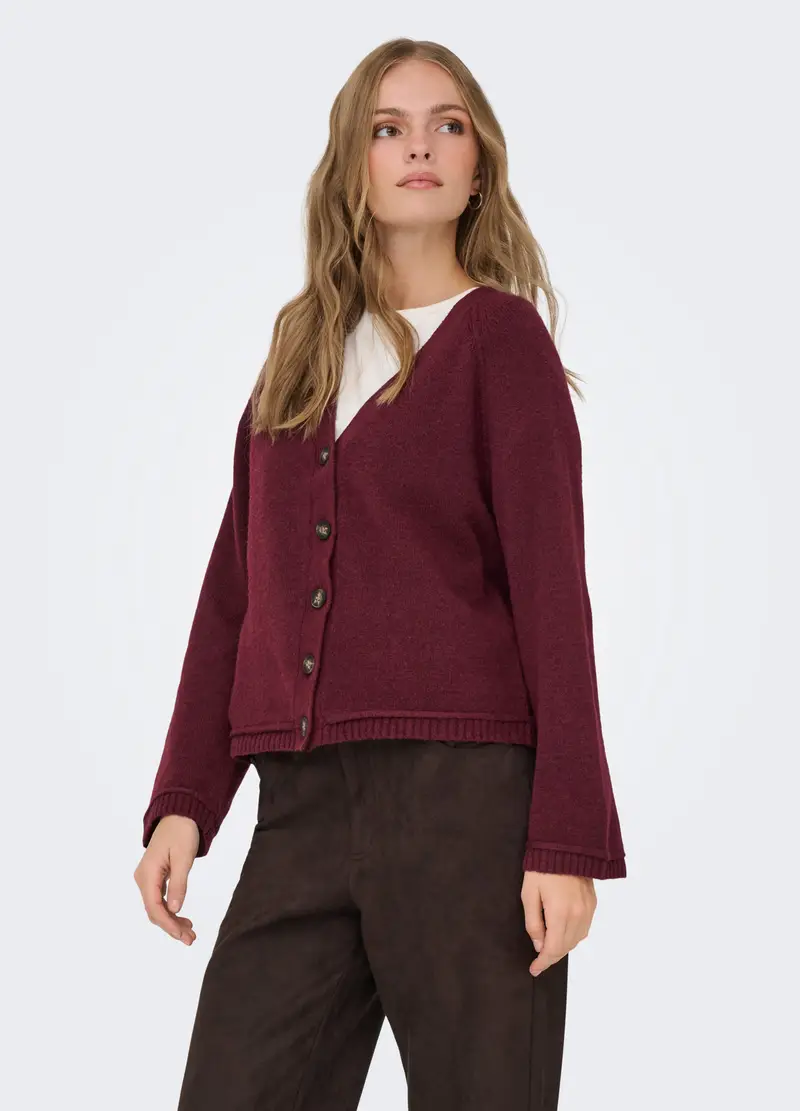 Cardigan Con Scollo A V Donna, Unisex, Rosso