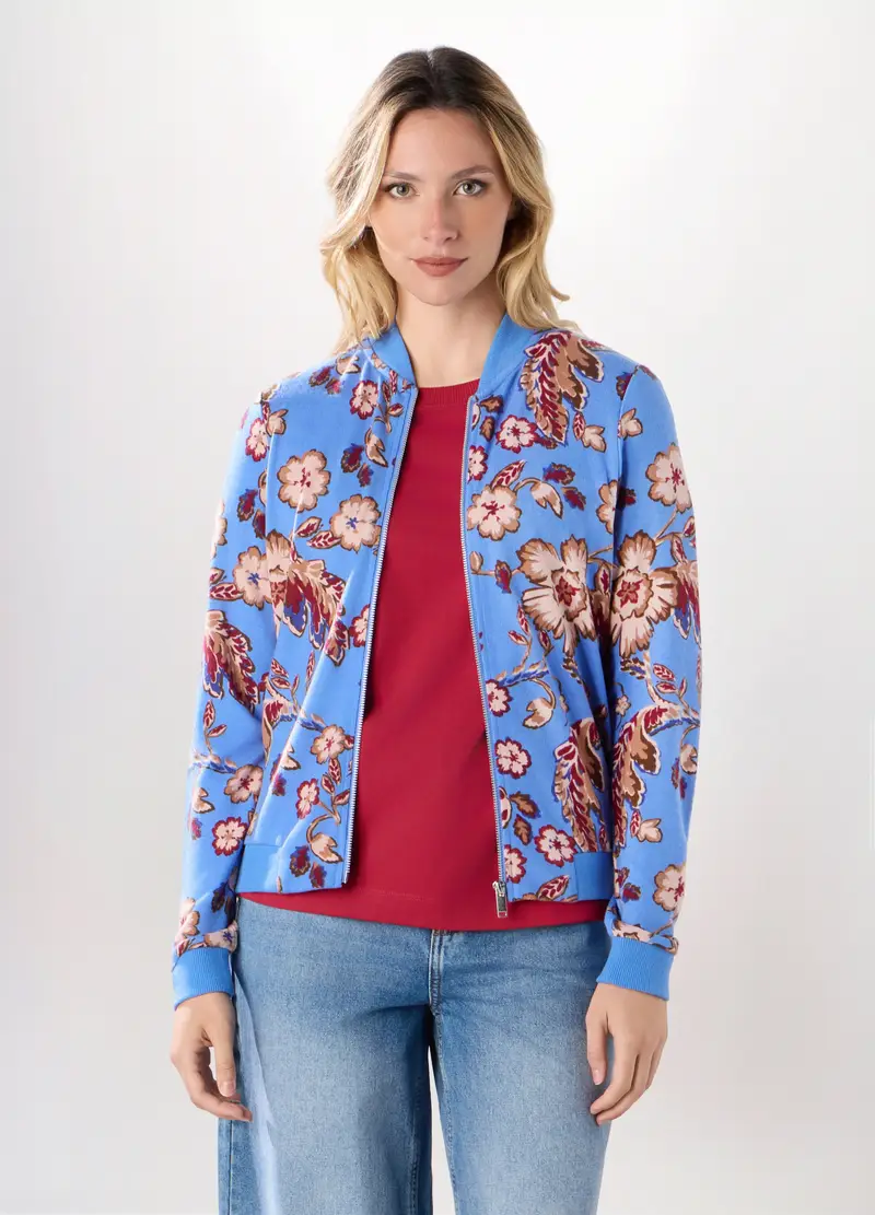 Cardigan Con Zip Donna, Blu chiaro