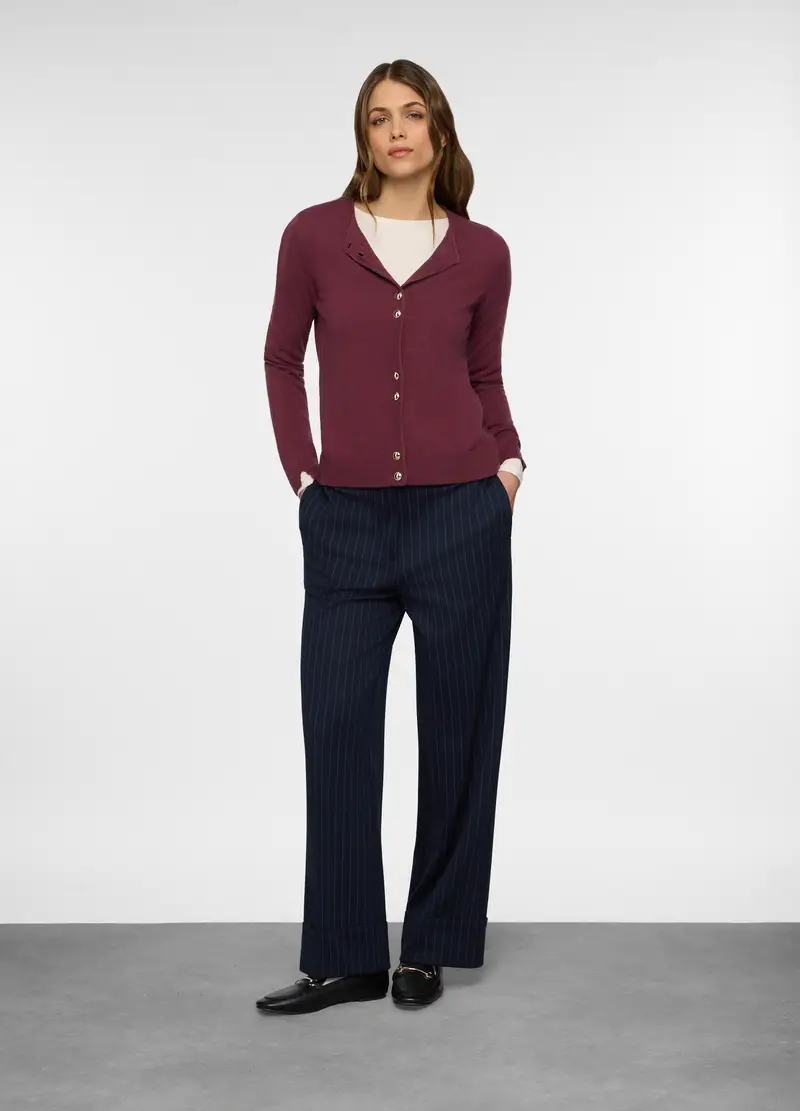 Cardigan Girocollo Rasato Donna, Rosso burgundy