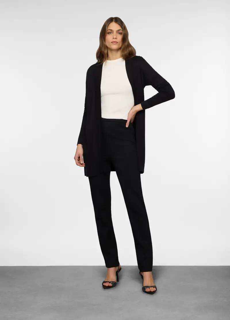 Cardigan Lungo Rasato Donna, Nero