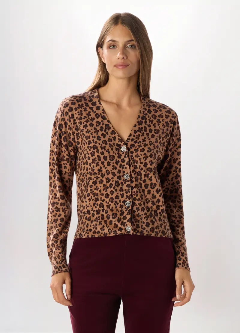 Cardigan Misto Viscosa Donna, Marrone chiaro