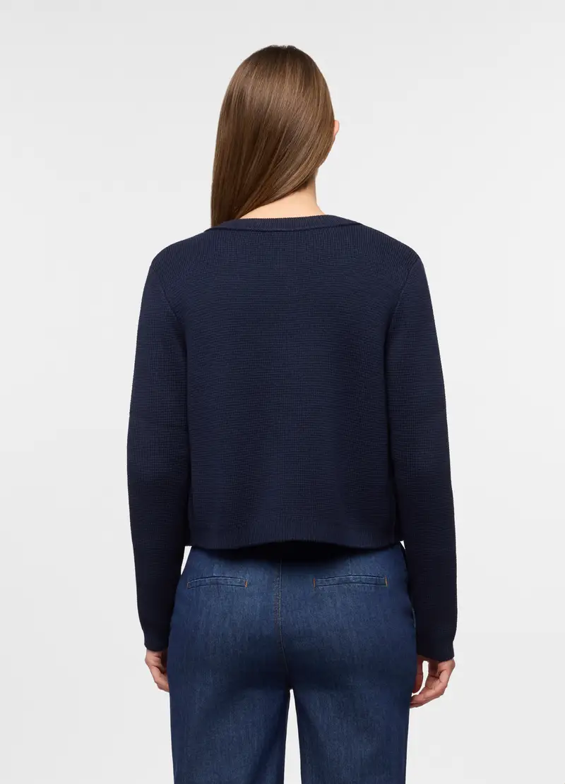 Cardigan Mono Bottone Donna, Blu scuro miniatura 2