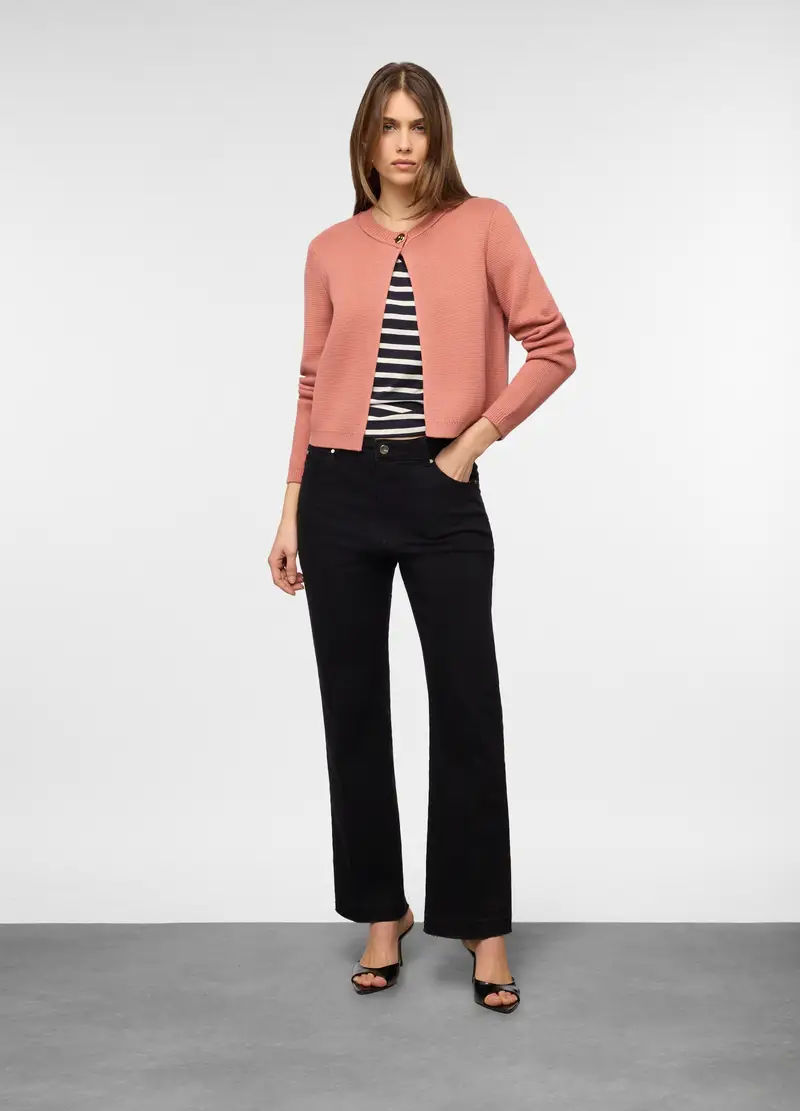 Cardigan Mono Bottone Donna, Rosa corallo