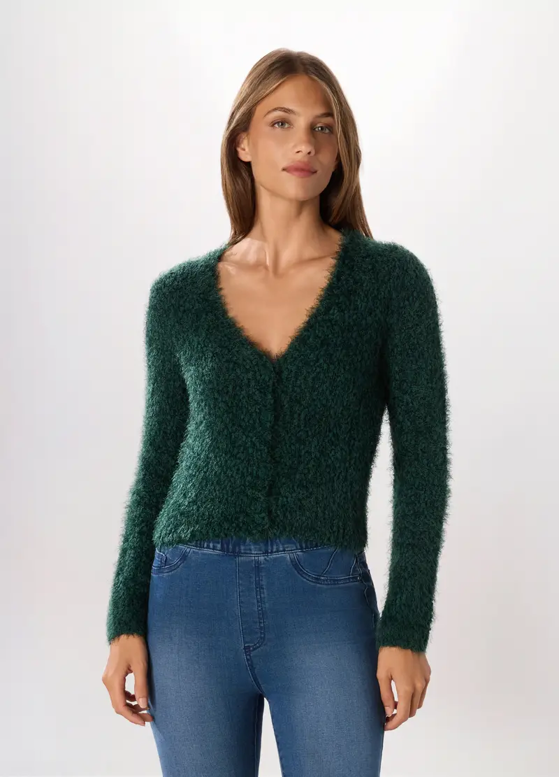 Cardigan Tricot Donna, Verde scuro
