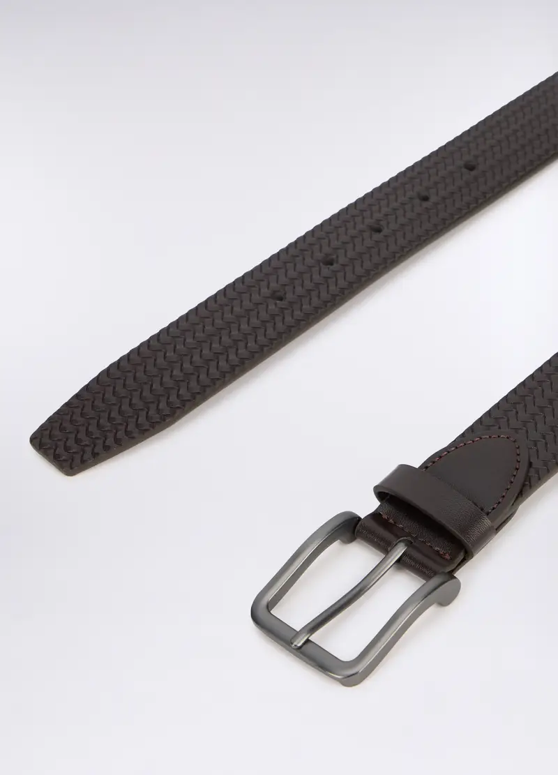 Cintura Effetto Intrecciato Uomo, Marrone testa di moro miniatura 2