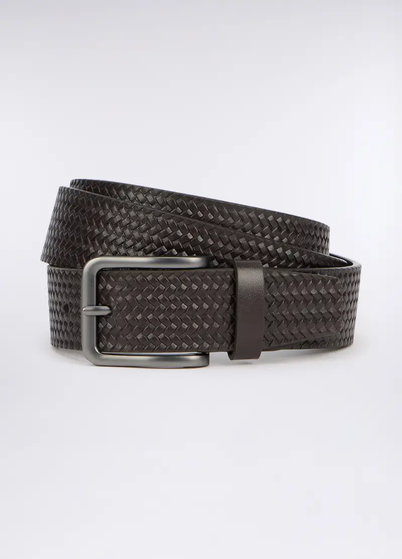 Cintura Effetto Intrecciato Uomo, Marrone testa di moro