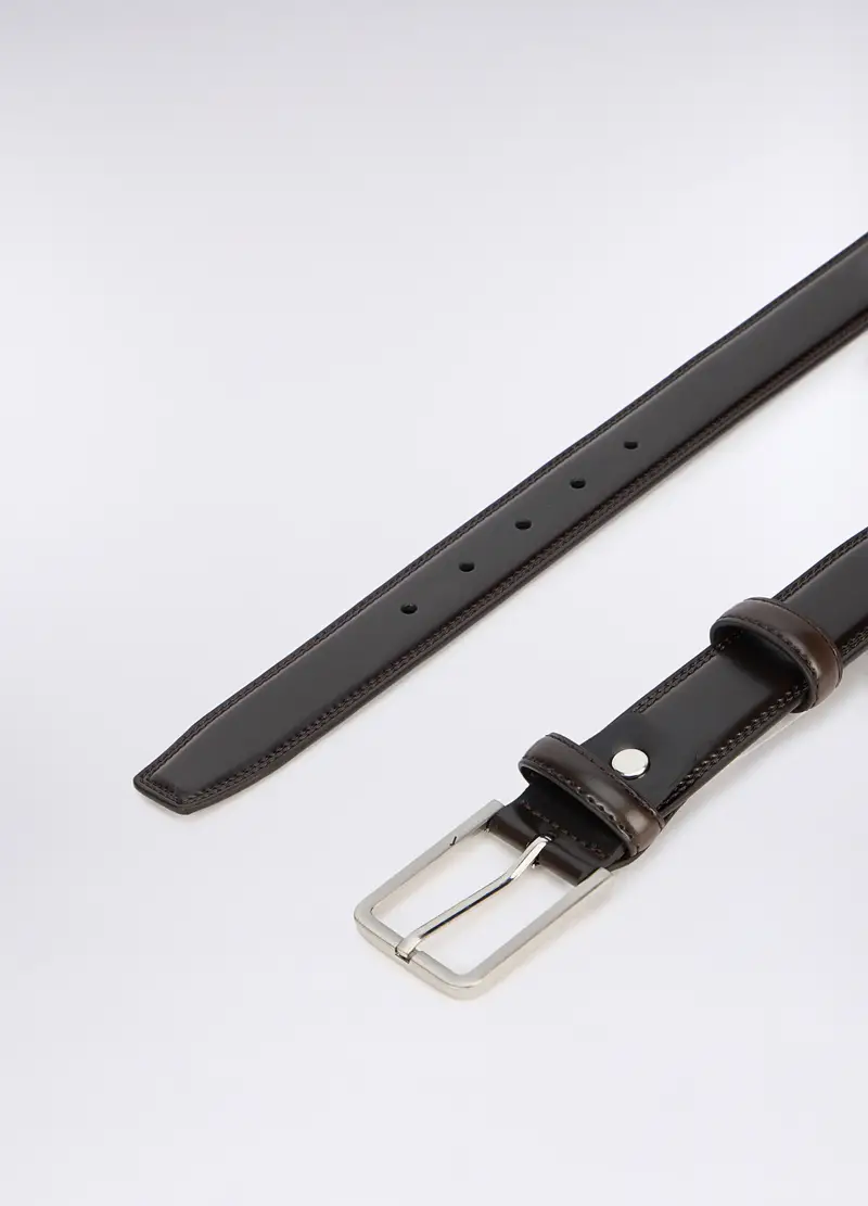 Cintura Formale In Vera Pelle Uomo, Marrone testa di moro miniatura 2